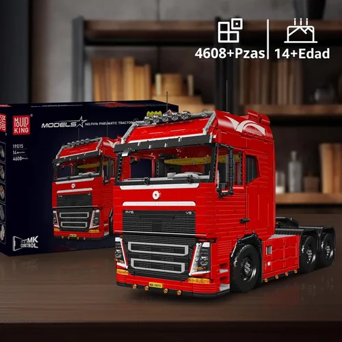 Miniatura 6 de Mould King Kit de bloques de construcción de camión neumático móvil con tecnología 19015, juego de bloques de construcción de locomotora de remolque