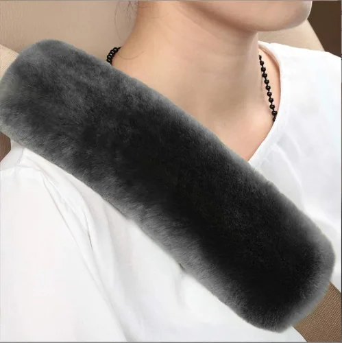 Miniatura 8 de Funda para cinturón de seguridad de automóvil de lana de oveja genuina suave, 2 piezas, almohadilla para hombro del cinturón de seguridad para una