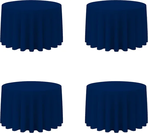 Miniatura 18 de BRILLMAX Paquete de 4 manteles redondos color azul rey de 132 pulgadas, tela de lino de poliéster lavable a granel, para bodas, recepciones, Azul
