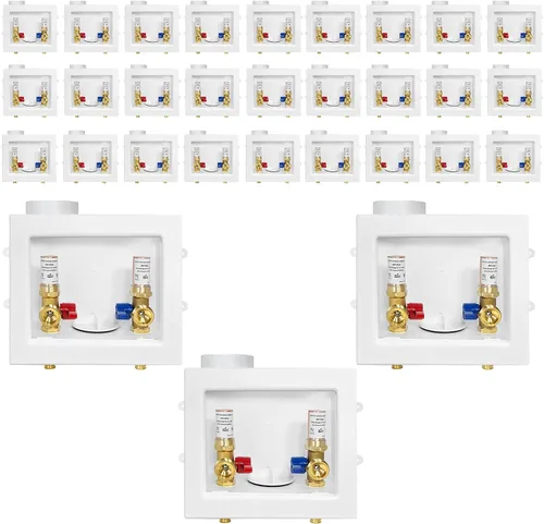Miniatura 25 de Caja de salida para lavadora (lavandería), drenaje central/drenaje lateral, entrada Pex-A de 1/2 pulgada x conexión de salida MHT de 3/4 pulgadas