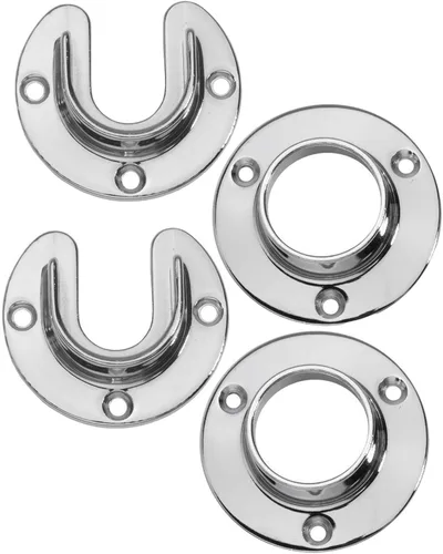 Miniatura 8 de Soporte de extremo de barra de acero inoxidable resistente con tornillos (cromo plateado, 1 juego)