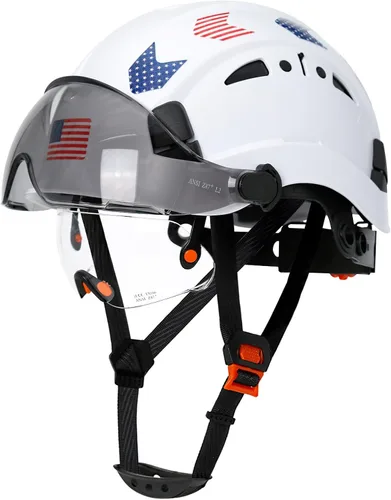Miniatura 11 de Construction Hard Hats with Clear and Tinted Visor - OSHA Approved ANSI Z89.1 Dual Eye Protection Black Hard Hat with Chin Straps for Men Sombrero