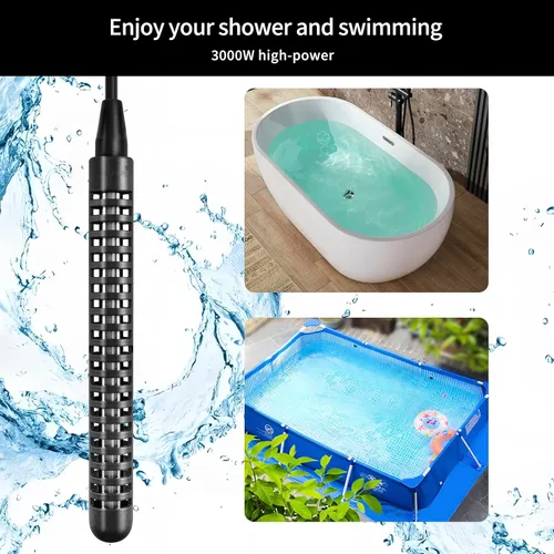 GRILLME Calentador de agua para bañera y piscina de inmersión de 240 V 3000 W, calentador eléctrico portátil totalmente sumergible, calentador de