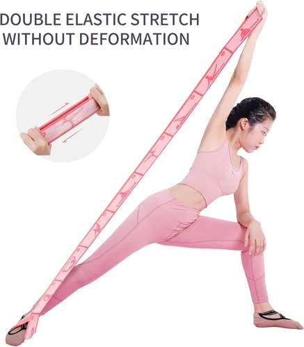 Miniatura 3 de Correa elástica para estiramiento de yoga con 9 bucles, correa elástica para ballet, pierna, cuerpo, banda elástica para terapia física, danza, Rosa