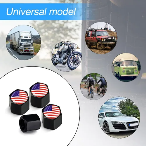 Miniatura 5 de 4 tapas de vástago de válvula de neumático con bandera estadounidense para automóvil, cubiertas de vástago de válvula de goma herméticas antióxido