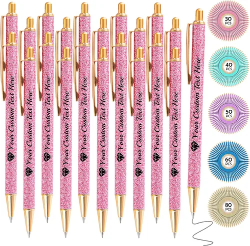 Miniatura 90 de Hasta 100 bolígrafos personalizados con nombre a granel, bolígrafo con purpurina de impresión personalizada, grabado gratis, texto con logotipo
