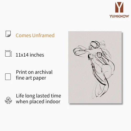 Miniatura 2 de Póster abstracto con impresión de retrato minimalista para mujer, dibujo de líneas, grabado gris rústico, arte de pared con grabado de granja