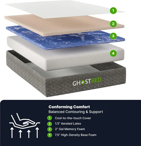 Miniatura 2 de GhostBed Colchón clásico de espuma viscoelástica de 11 pulgadas con plataforma de metal, base de cama con soporte de listones, sensación firme