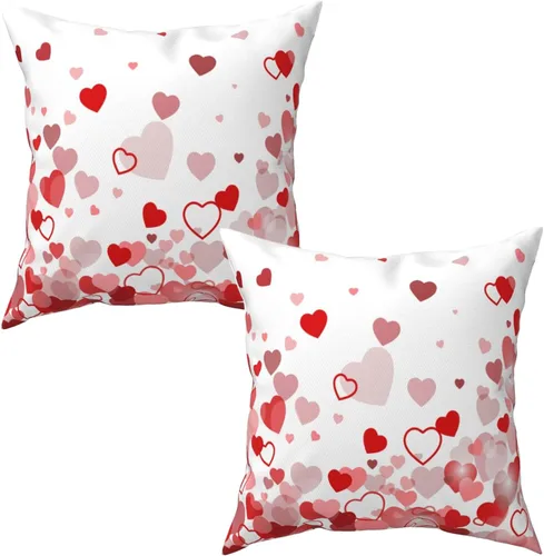 Miniatura 2 de Juego de 2 fundas de almohada de corazón para el día de San Valentín, fundas de almohada de corazones de amor de 18 x 18 pulgadas, funda de almohada