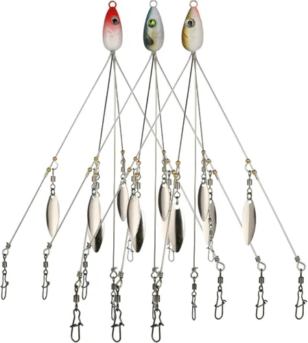 Miniatura 7 de 5 Arms Alabama Rigs para pesca de lubina, Swimbait, kit de señuelos paraguas con 4 hojas de sauce para trucha, salmón, agua dulce y salada 2 piezas