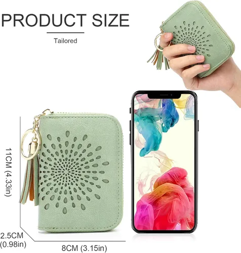Miniatura 5 de APHISON RFID - Porta tarjeta de crédito con cremallera carteras pequeñas para mujer en cuero estilo girasol para mujer y niña caja de regalo 1927