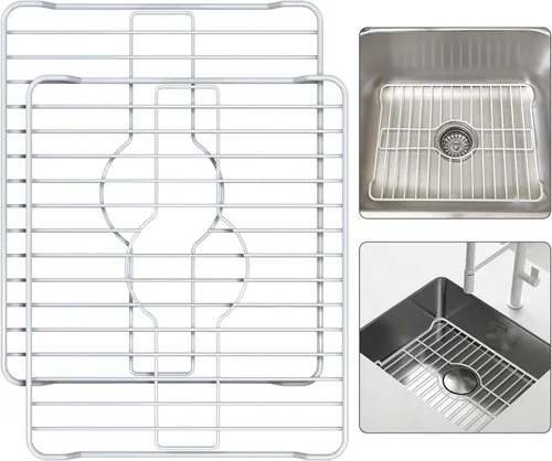 Miniatura 11 de Better Houseware Protectores de fregadero para fregadero de cocina, rejilla protectora de metal, 12 x 10.25 x 1 pulgadas, tapete negro