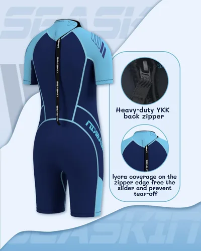 Miniatura 4 de Seaskin Traje de neopreno para niños y niñas de 0.118 pulgadas (0.118 in), con cremallera en la espalda, trajes térmicos para natación, buceo, surf