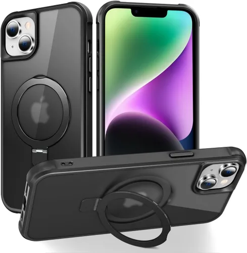 Miniatura 103 de CHAOFEnG Funda magnética compatible con iPhone 11 con soporte, prueba de caídas de grado militar, compatible con imán, anillo translúcido, parte