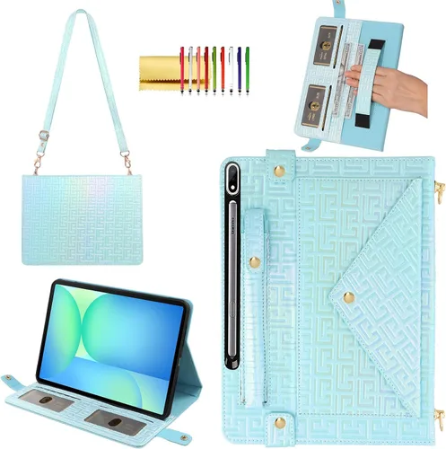 Miniatura 86 de Bolso Funda para Samsung Galaxy Tab S10 FE/S9 FE 10.9"/S9/S8/S7 11", Techcircle Folio con Soporte Cruzado, Billetera con Ranura para Lápiz S Pen