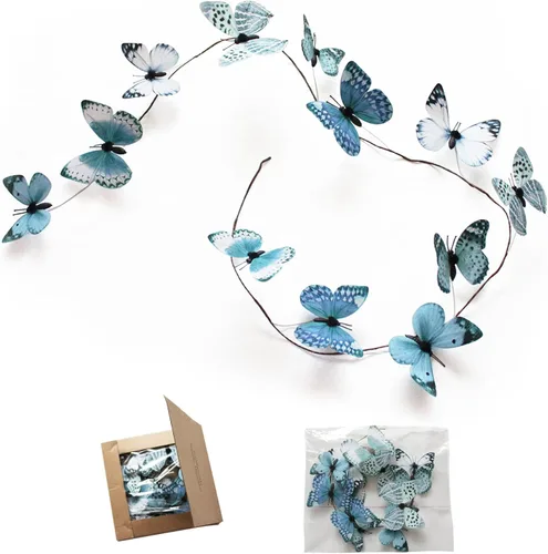 Miniatura 11 de Guirnalda de mariposa artificial, enredaderas decorativas de mariposa falsas, decoración colgante de mariposa única en 3D para pared del hogar, Rosa