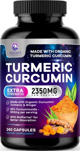 Miniatura 10 de Suplemento de curcumina de cúrcuma – 1750 mg de cúrcuma orgánica por porción – 95% curcuminoides, jengibre y pimienta negra BioPerine para una mejor