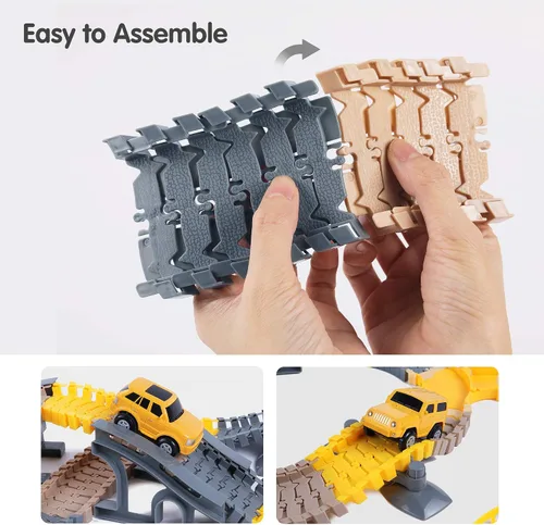 Miniatura 3 de TUMAMA 249 piezas de construcción de vehículos de pista de carreras de juguetes para niños y niñas, STEM Building Bendable Cars Track Sets