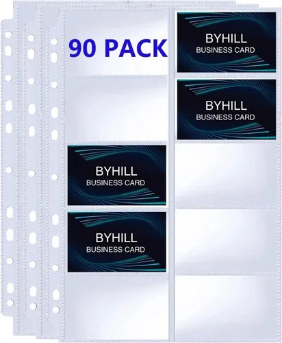 Miniatura 8 de BYSTER Paquete de 30 hojas de fundas para tarjetas de presentación con 600 bolsillos, páginas ultra transparentes para carpeta de 2/3/4 anillos