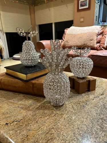 Miniatura 7 de Modern Day Accents Escultura de piña de plata de cristal, transparente