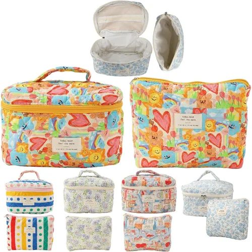 Miniatura 8 de Bolsa de Maquillaje Fcteap para Viaje, Esenciales de Viaje, Bolsa de Cosméticos Acolchada, Organizador de Artículos de Aseo, Inserción