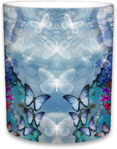 Miniatura 3 de Sweet Gisele - Taza de mariposa - Recuerdo de taza de café de cerámica - Diseño colorido - Mariposas monarca gráficas 3D - Hermosos detalles