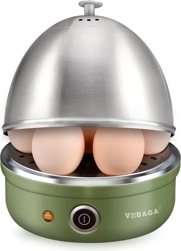 VOBAGA Hervidor eléctrico de huevos, hervidor rápido de huevos con apagado automático para huevos suaves, medianos, duros, escalfados, al vapor,