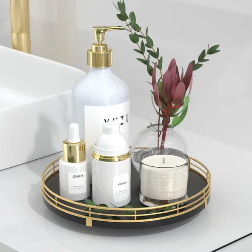 Miniatura 32 de Bandeja de baño de madera de roble de 12 pulgadas para mostrador, bandeja de tocador para perfume, loción, velas, maquillaje, joyería, fregadero