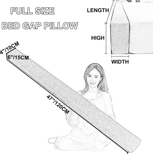 Miniatura 2 de Relleno de espacio para mesita de noche para extensor de colchón rectangular de pared, esponja gruesa, almohada de cuña larga entre cabecera y Beige