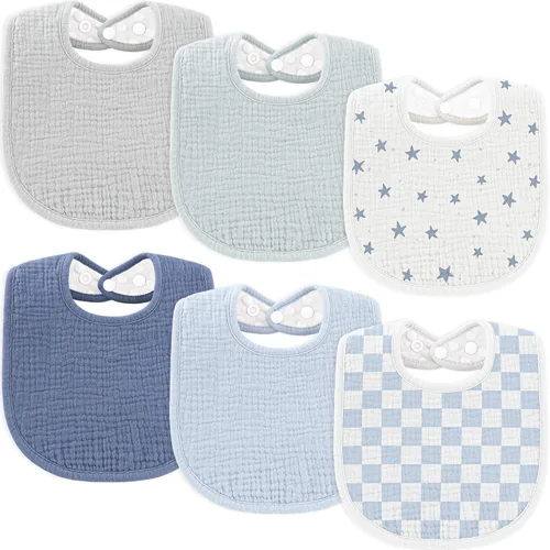 Miniatura 8 de Susurration Baberos de muselina para bebé, paquete de 6 baberos de algodón para bebé, baberos suaves ajustables para babeo unisex para niños y niñas