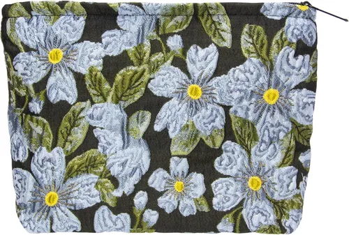 Miniatura 38 de Pazimiik Bolsa de maquillaje floral, grande, de algodón, con cremallera para bolsa de viaje, organizador de maquillaje de lona para mujeres, Algodón