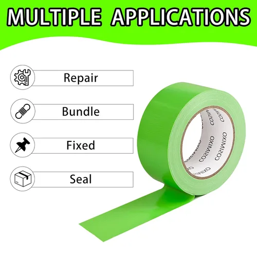 Miniatura 4 de COSIMIXO Paquete de 5 cintas adhesivas verdes resistentes, 2 pulgadas x 30 yardas, fuerte, flexible, sin residuos, para todo tipo de clima