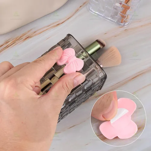 Miniatura 5 de Paquete de 2 soportes para brochas de maquillaje con lazo con bolsa de cosméticos adhesiva para mujer With Stickable Cosmetic-bag