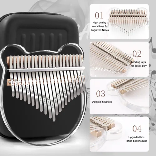 Miniatura 2 de YUNDIE - Piano de pulgar acrílico Kalimba, portátil de 17 teclas, piano de cristal Mbira, instrumentos musicales, regalo de cumpleaños para adultos