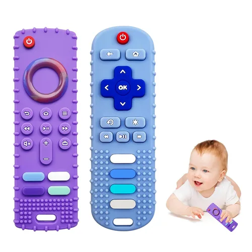 Miniatura 15 de Mordedores de silicona juguetes de dentición para bebés, mordedores con forma de control remoto de TV para bebés de 6-12-18 meses, mordedores