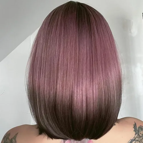 Miniatura 5 de AISI BEAUTY Peluca de cabello sintético lacio y corto con flequillo, color rosa ceniza, de 12 pulgadas, para niñas, cosplay, fiesta Rosa ceniza a