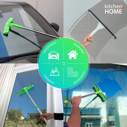 Miniatura 5 de Limpiacristales profesional 3 en 1. 2 Paños de microfibra con palo con extensible. Para vidrios y auto.