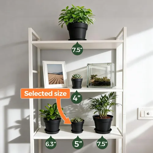 Miniatura 5 de T4U Macetas de Flores 18-Pack, Maceta de 5 Pulgadas con Platillo y Agujero de Drenaje, Macetas de Plástico Duraderas, Macetas Pequeñas para Plantas