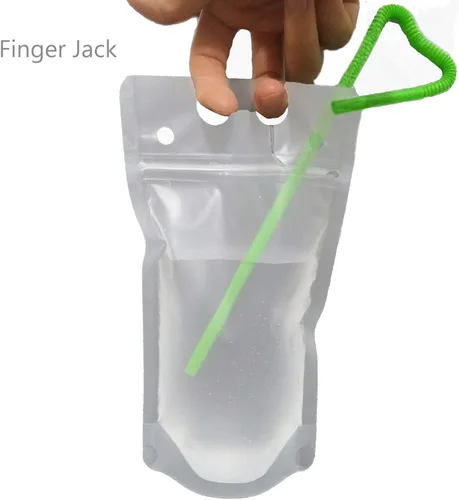 Miniatura 3 de Bolsas de bebidas con pajitas, paquete de 20 bolsas de plástico de 8 onzas, con cierre de cremallera, de mano, resistentes, bolsas de jugo