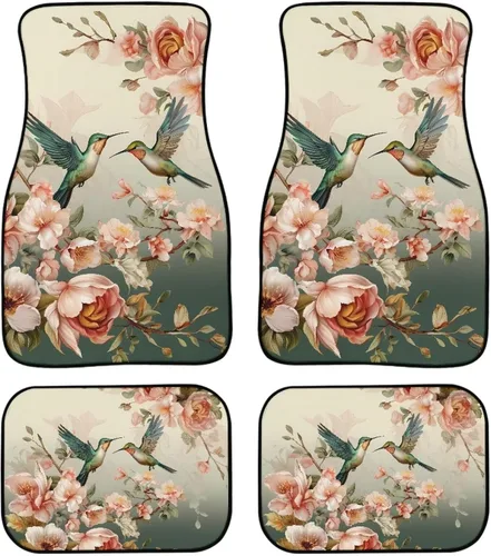 Showudesigns Alfombrillas de automóvil de colibrí, accesorios para asiento delantero y trasero, alfombrillas de ajuste universal para SUV, camiones,