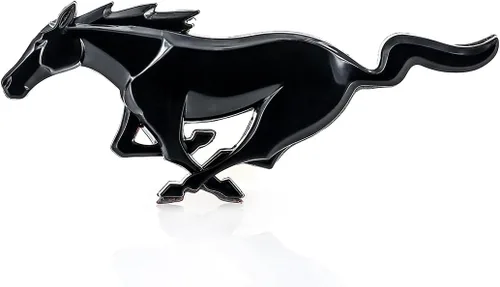 Producto oficial de Ford Emblema de plástico con logotipo de Mustang Pony. Parte trasera adhesiva 3M de fuerza industrial. 3 1/4 pulgadas de largo.