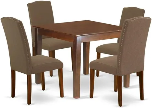 Miniatura 16 de East West Furniture OXEN5-LWH-06 - Juego de mesa de comedor moderno de 5 piezas, incluye una mesa cuadrada de madera y 4 sillas Parson tapizadas