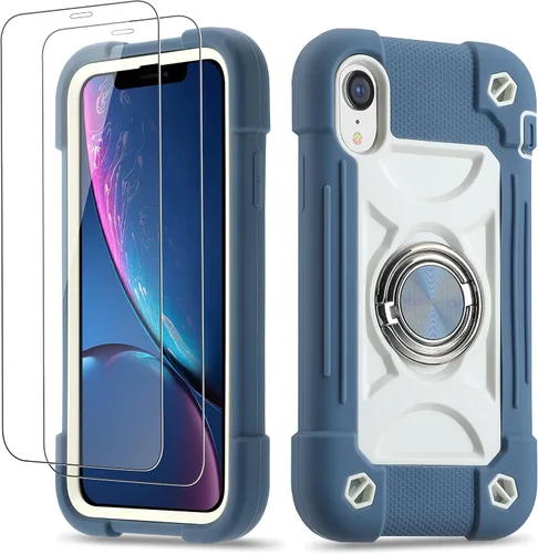 Miniatura 75 de Funda para iPhone Se3/iPhone Se2, iPhone 6/6S, iPhone 7/iPhone 8 de 4.7 pulgadas con soporte de anillo, con 2 protectores de pantalla resistentes