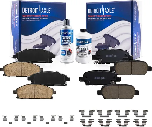 Detroit Axle - Pastillas de freno para Nissan Quest 2004-2017, X-Trail 2005-2006, pastillas de freno de cerámica delanteras y traseras con repuesto