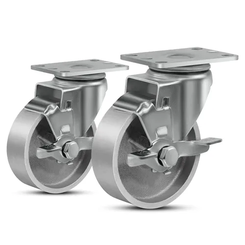 Miniatura 14 de Ruedas industriales resistentes de 3 x 1.25 pulgadas, capacidad de 350 libras, ruedas de hierro fundido y marco de acero para carros, carritos