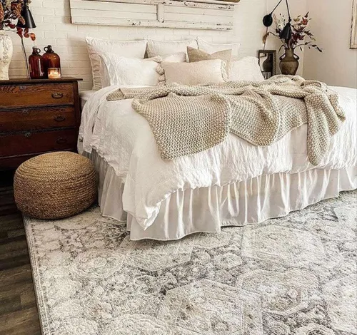 Miniatura 8 de Hauteloom, Bolsena - Tapete tradicional largo estilo bohemio y vintage con estampado damasquino, tapete floral tradicional estilo casa de campo