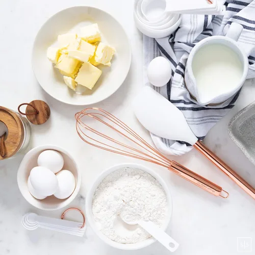 Miniatura 9 de Juego de utensilios de cocina de silicona y cobre blanco con soporte - 17 piezas de elegantes herramientas de cocina en color oro rosa para Blanco