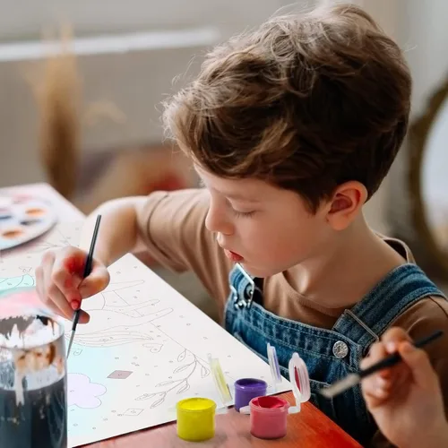 Miniatura 6 de Nariolar Pintura por números para niños de 4 a 8 a 12 años con cartón preimpreso de 7 x 9.5 pulgadas, 11 macetas de pintura acrílica y 3 pinceles