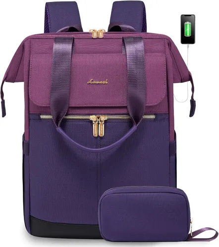 Miniatura 19 de LOVEVOOK Mochila para laptop para mujeres, mochila de trabajo convertible con bolso con puerto USB, Trabajo