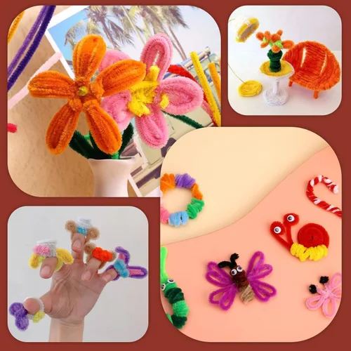 Miniatura 8 de Giwrmu 100 Piezas Limpiapipas Tallos de Chenilla, Limpiapipas Marrones para Manualidades, Palos Difusos Suministros de Manualidades, Limpiapipas